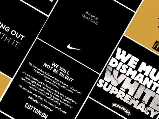 A collage of big brands' public statements in response to the Black Lives Matter movement