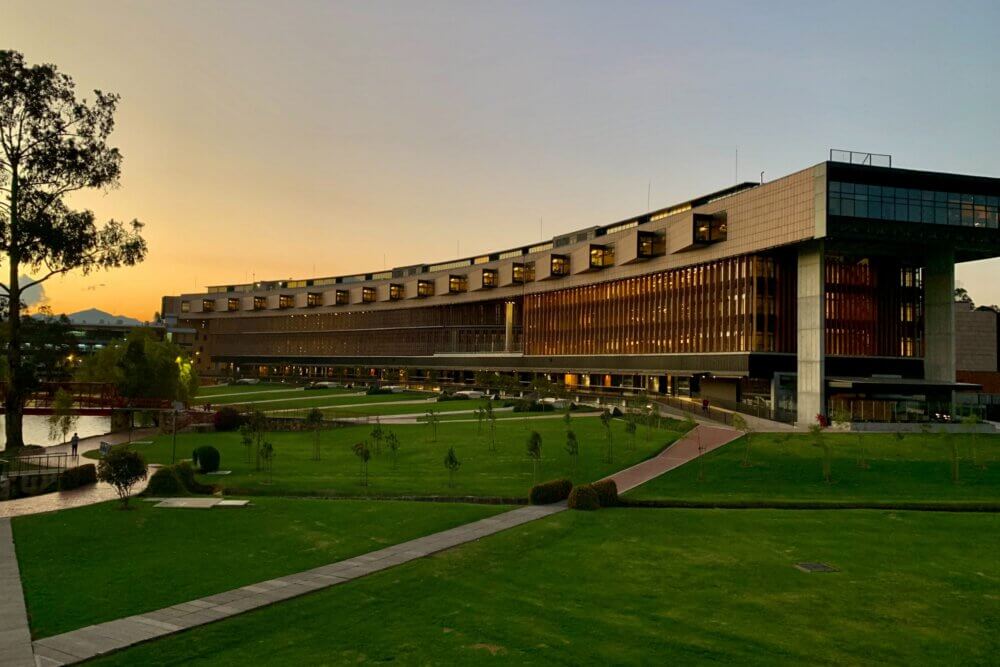 University building at sunset