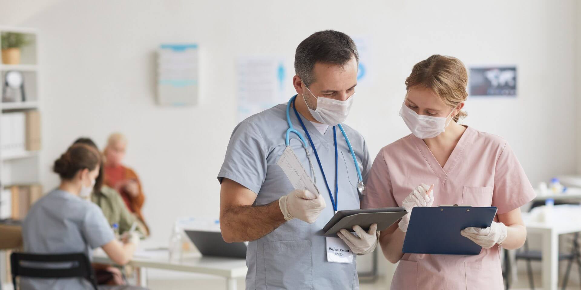 Two Doctors Working in Clinic