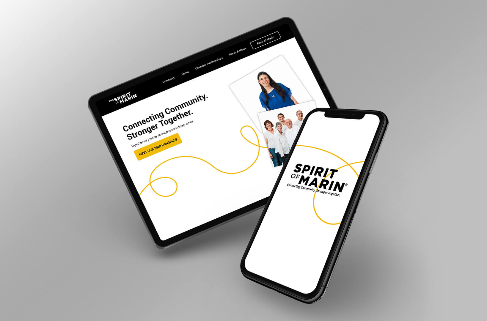 Spirit of Marin website on tablet and smart phone screens