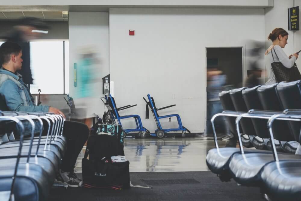 Person waiting at airport gate