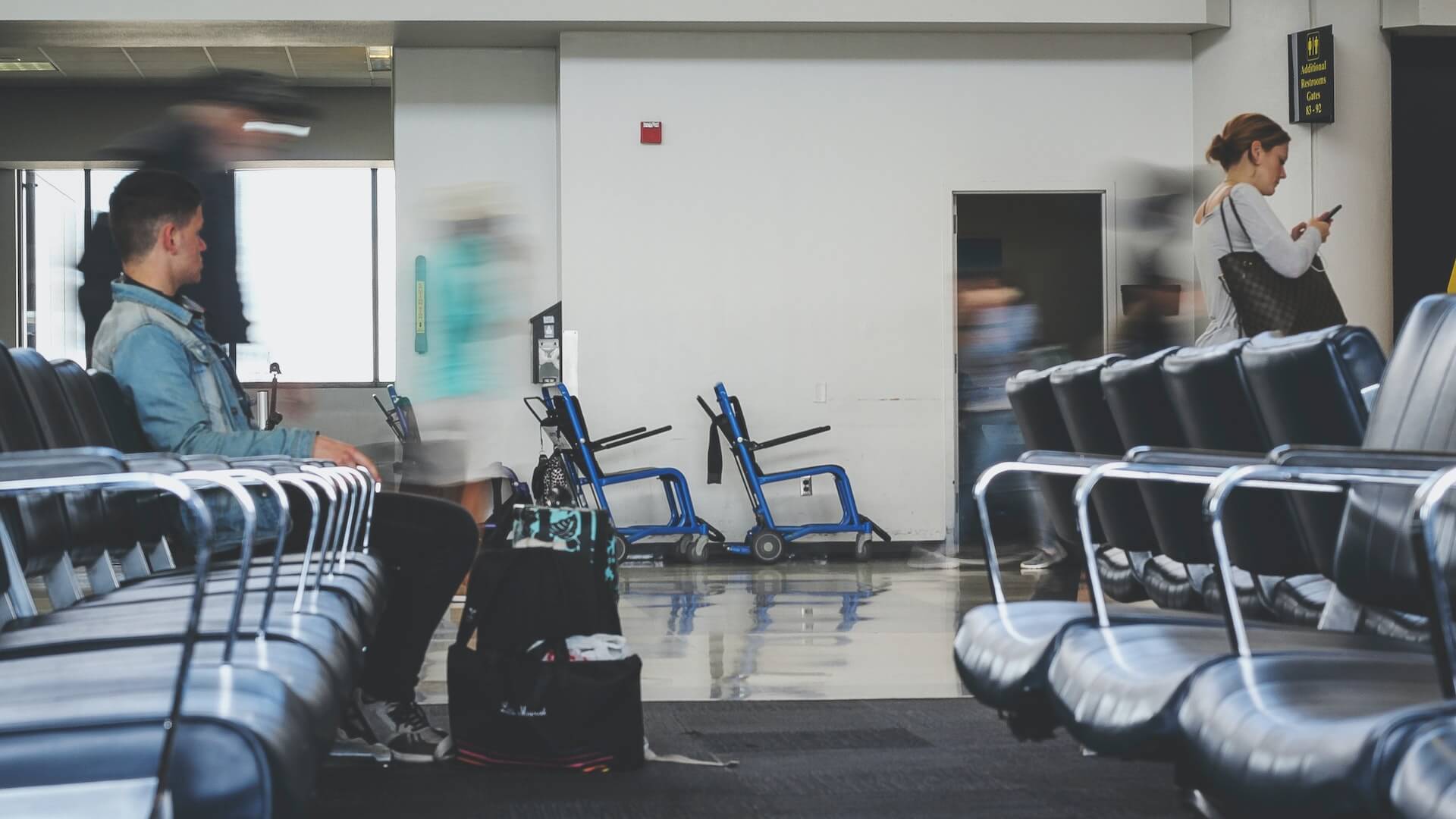 Person waiting at airport gate