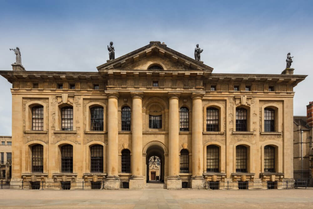 Beige conrete building at Oxford University