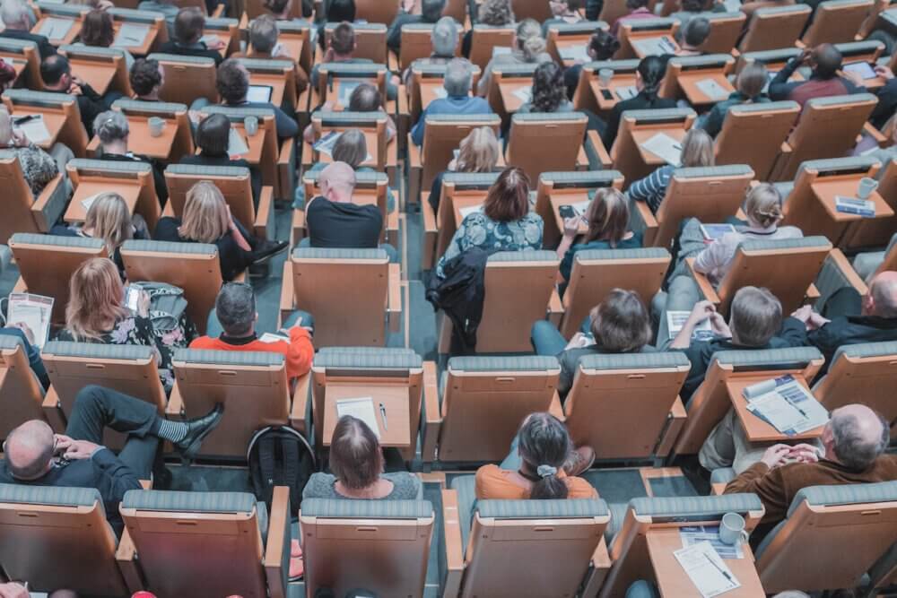 students in college lecture room