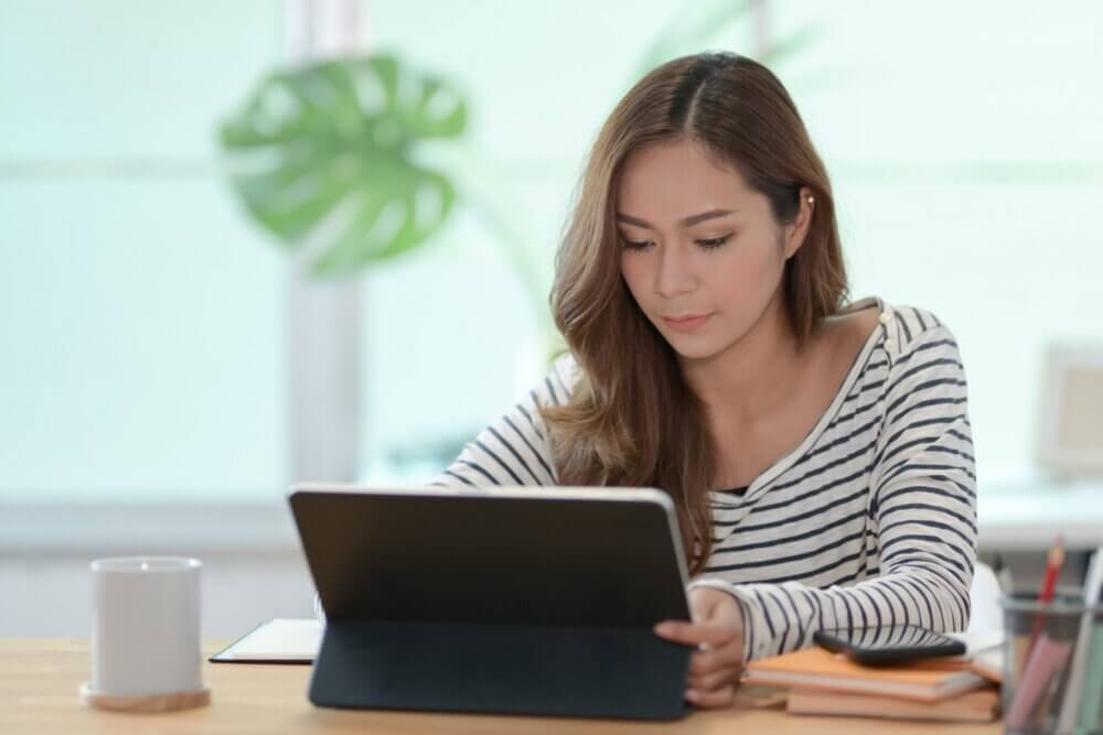 Woman working on her computer