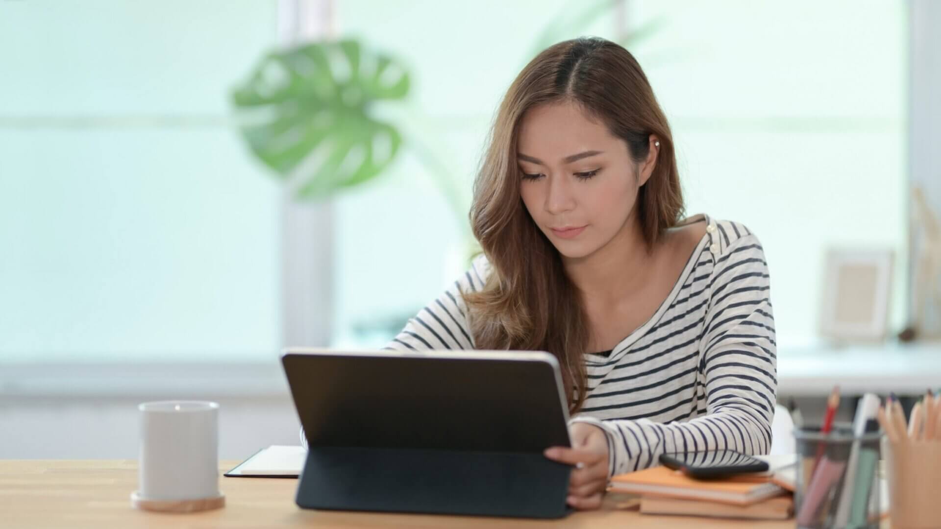 Woman working on her computer