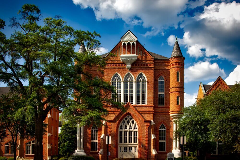 a brick university facade