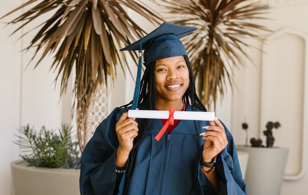 Woman with academic degree