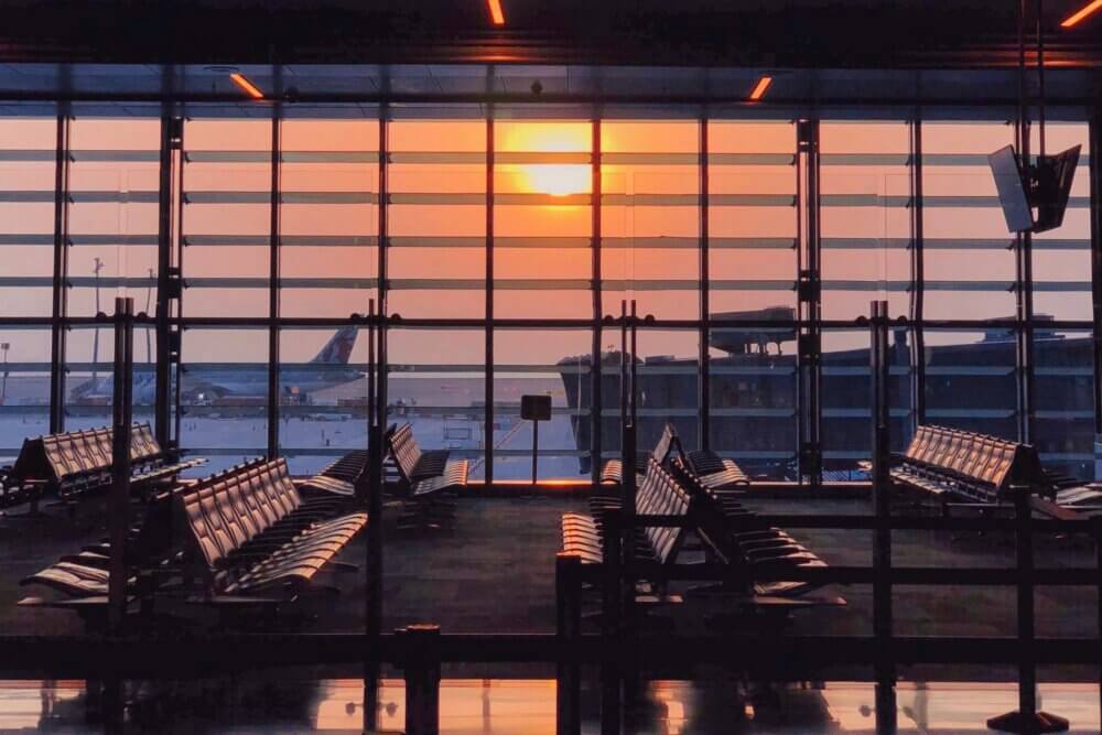Empty airport and airport seats