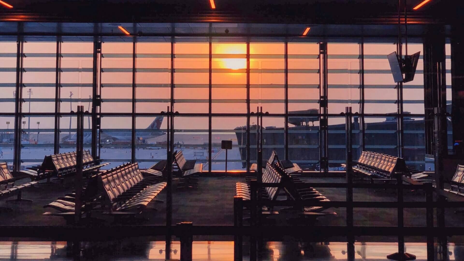 Empty airport and airport seats