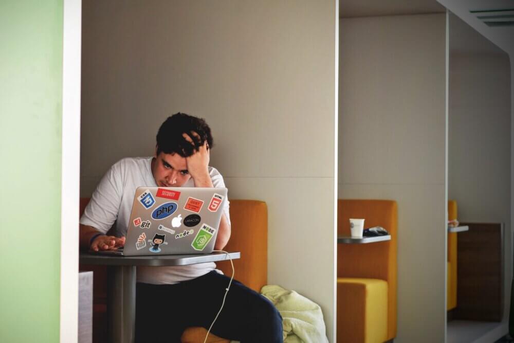 frustrated college boy
