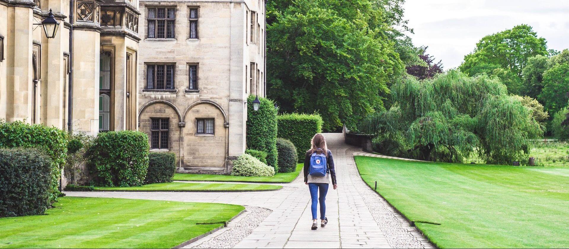 student walking through Cambridge University
