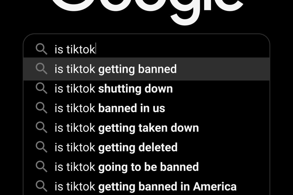 TikTok ban in the United States being searched on Google.