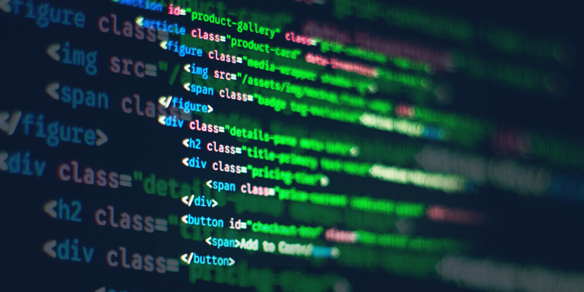 Overlapping lines of website code demonstrating properly structured website code